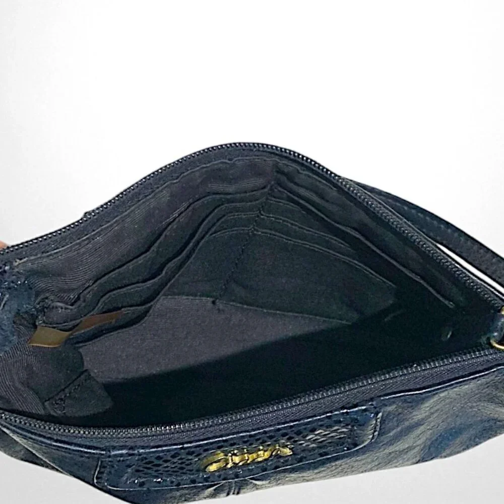 Coach Black Snakeskin Wristlet Wallet Cosmetic Bag